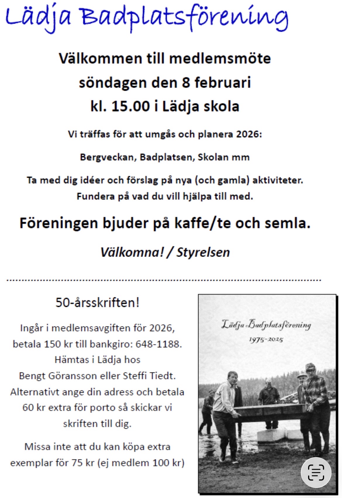 Lädja badplatsförening medlemsmöte 